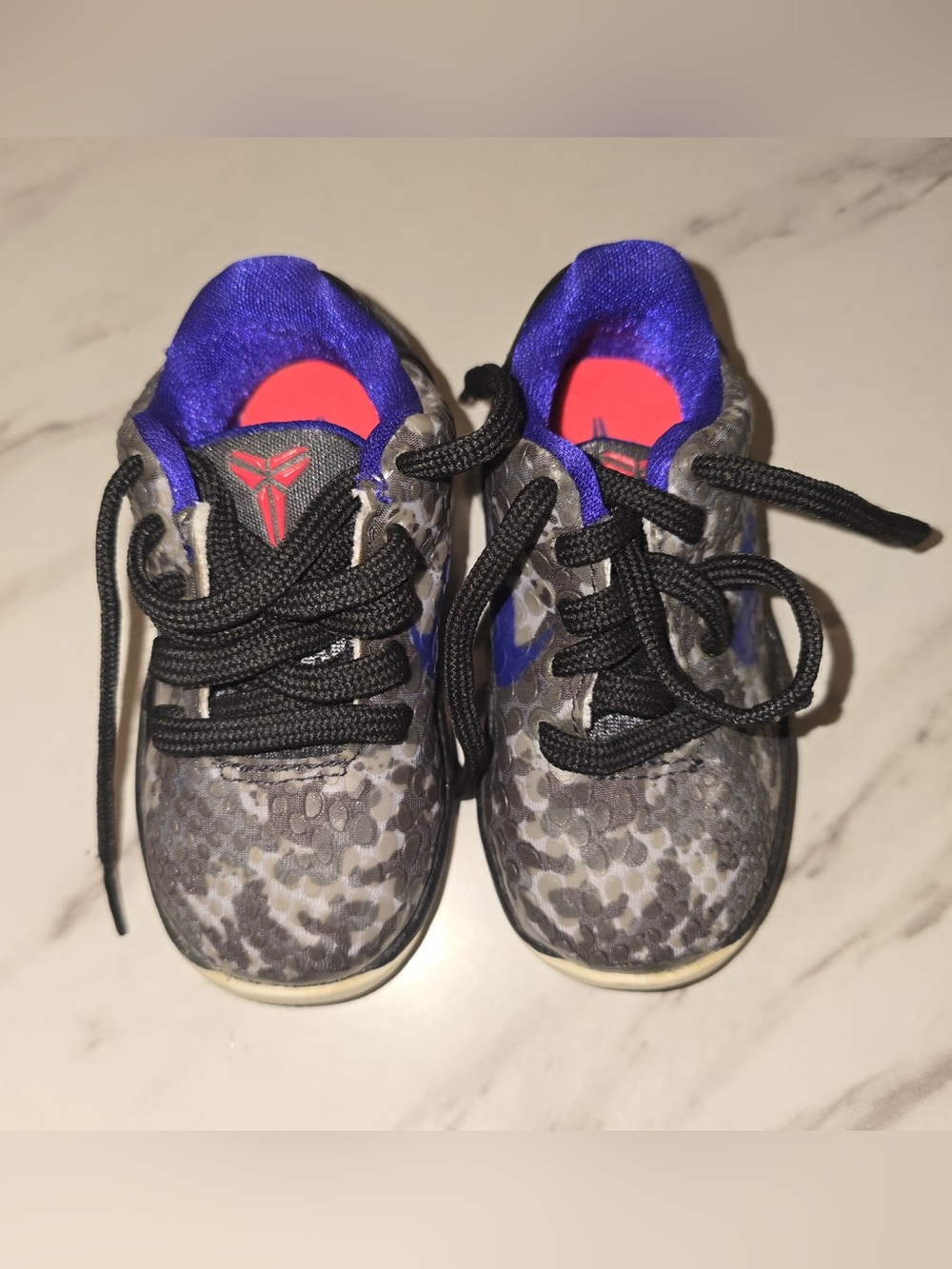 Nike Kobe Toddler Sneakers Size 5C Gray Camo Blue Basketball Shoes